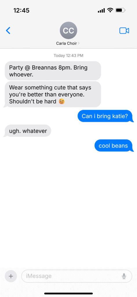 Text between Martin & Carla