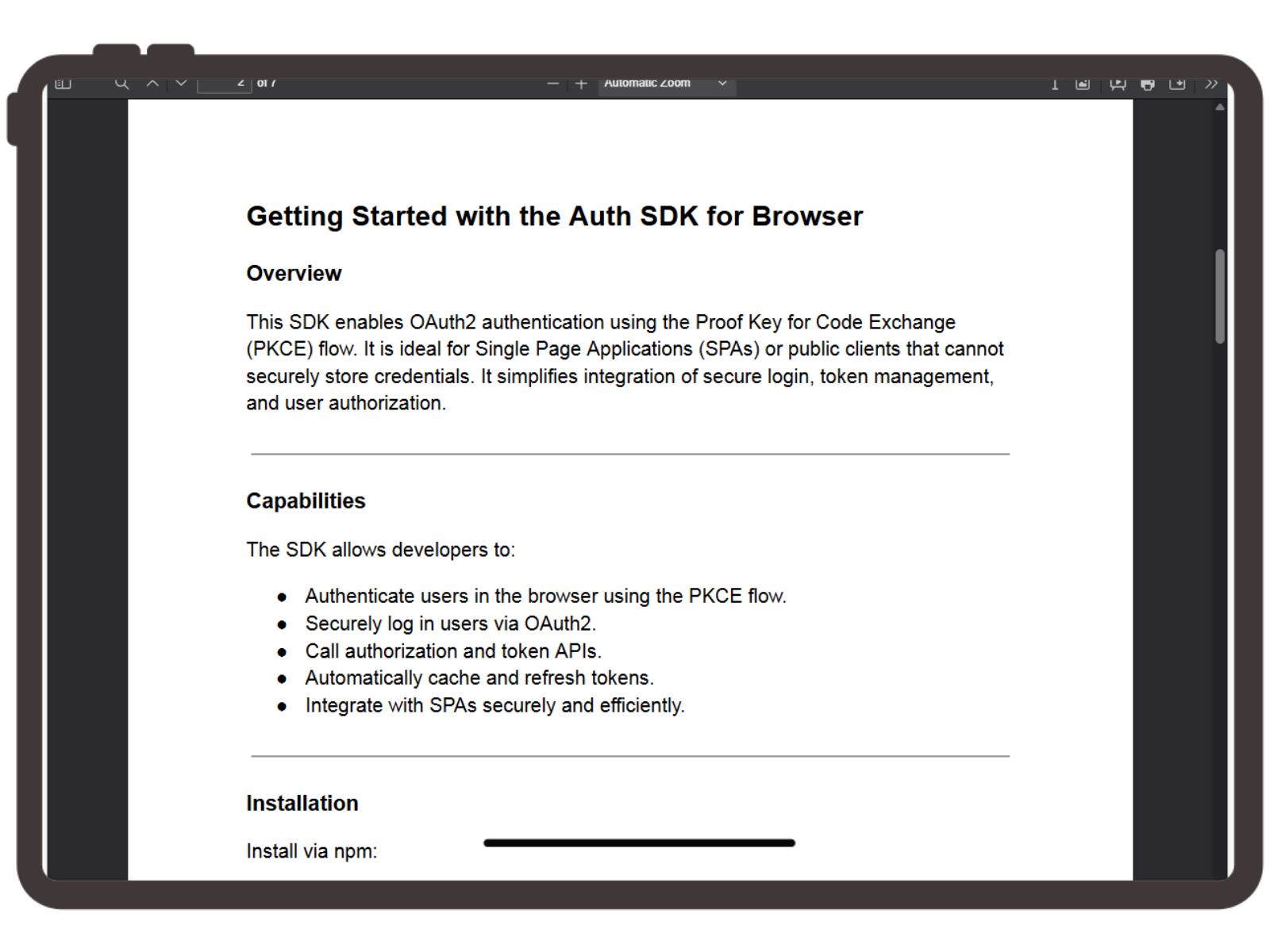 Auth SDK Guide Screenshot