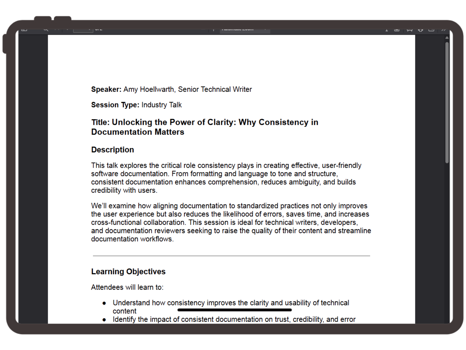 Consistency Industry Talk Proposal Screenshot