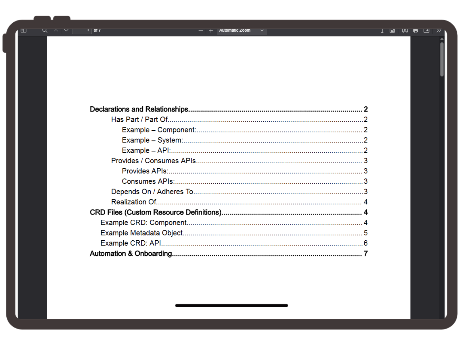 Declarations and Relationships Workflow Screenshot