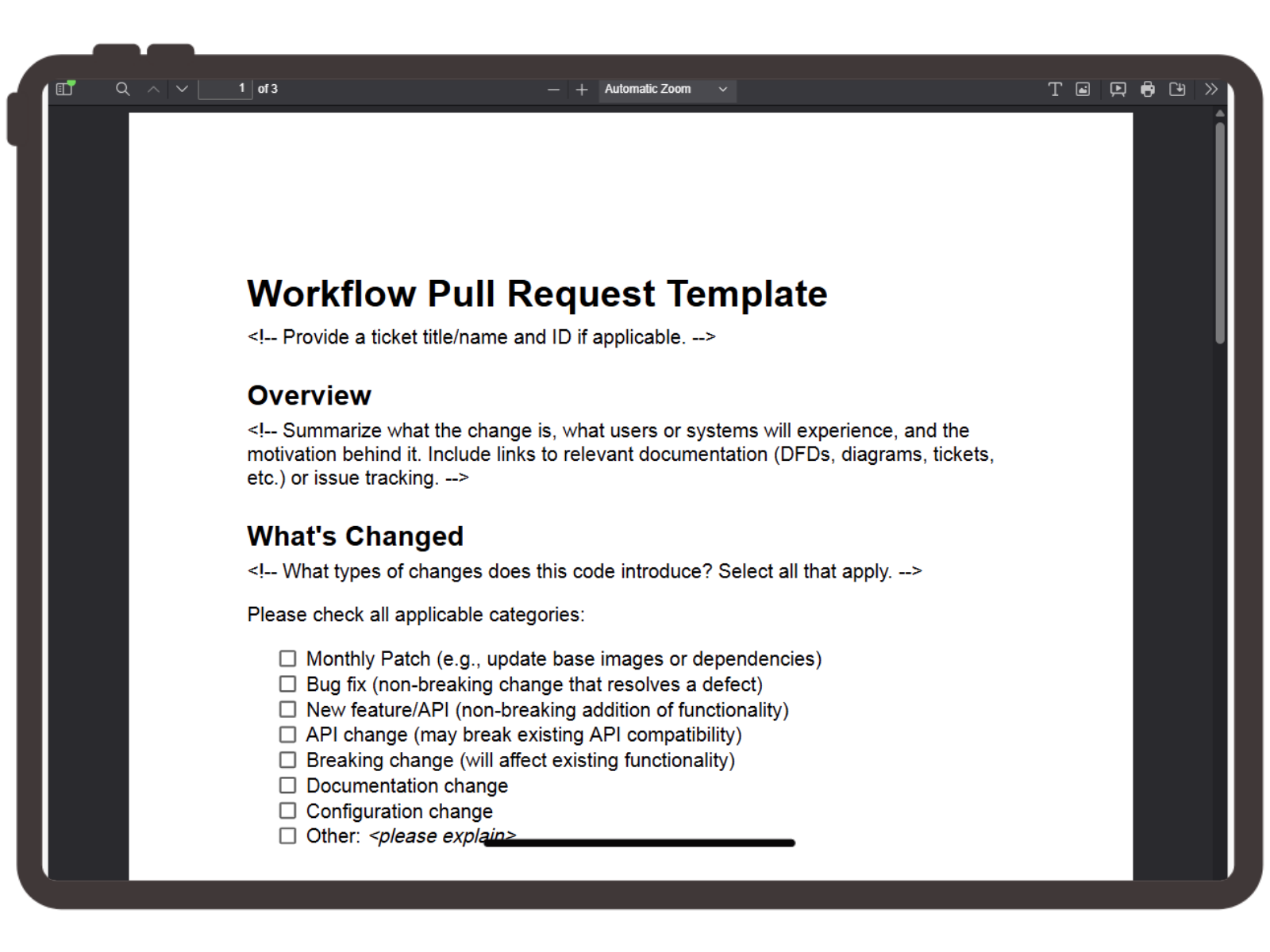 GitHub PR Template Screenshot