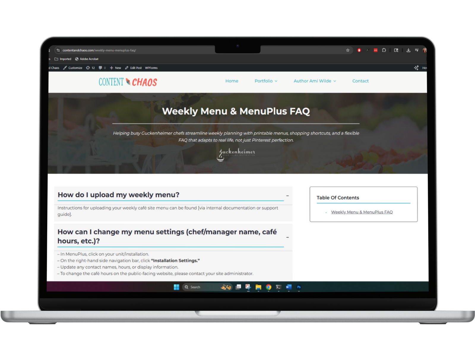 MenuPlus FAQ Screenshot