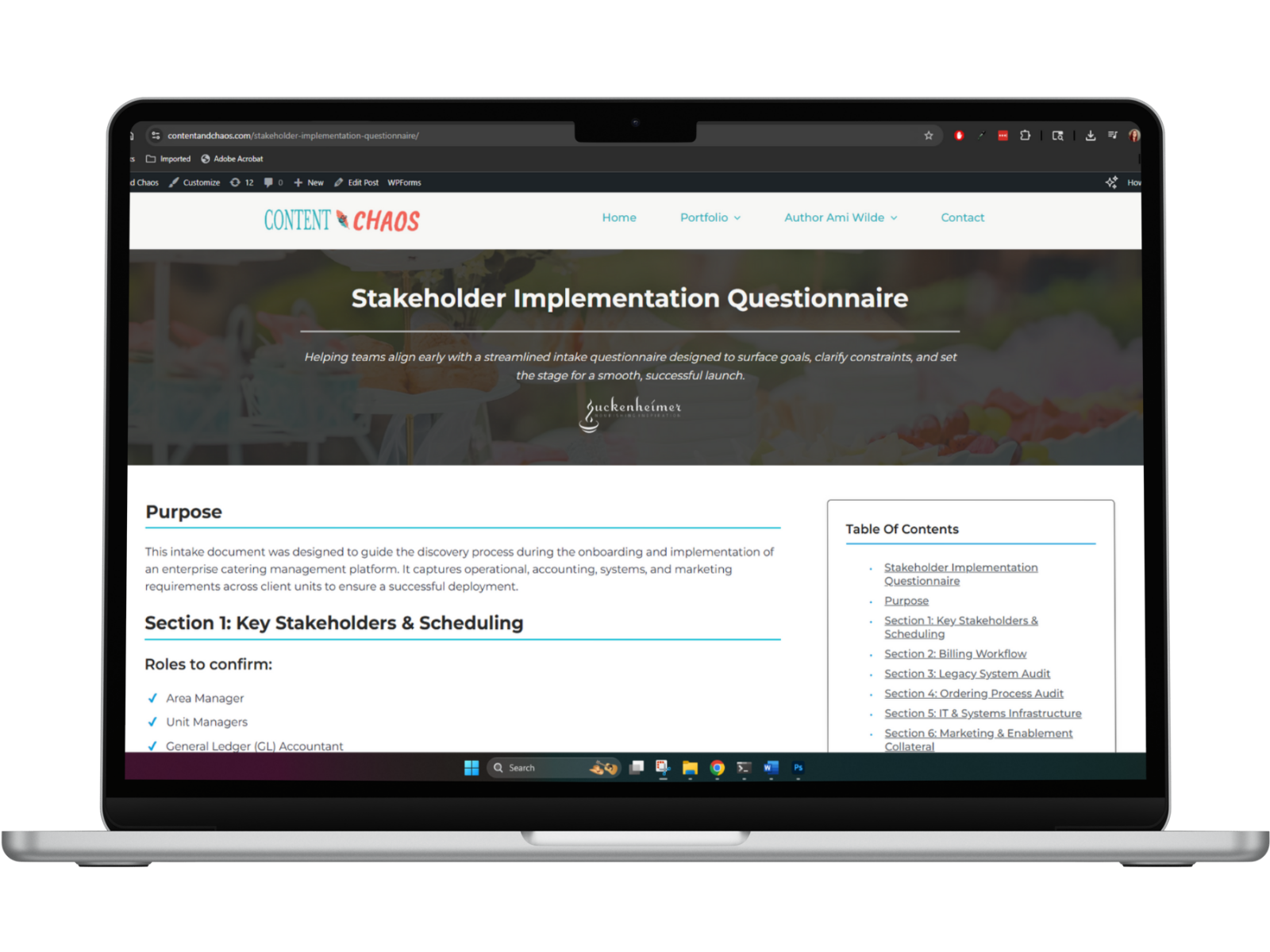Stakeholder Questionnaire Screenshot