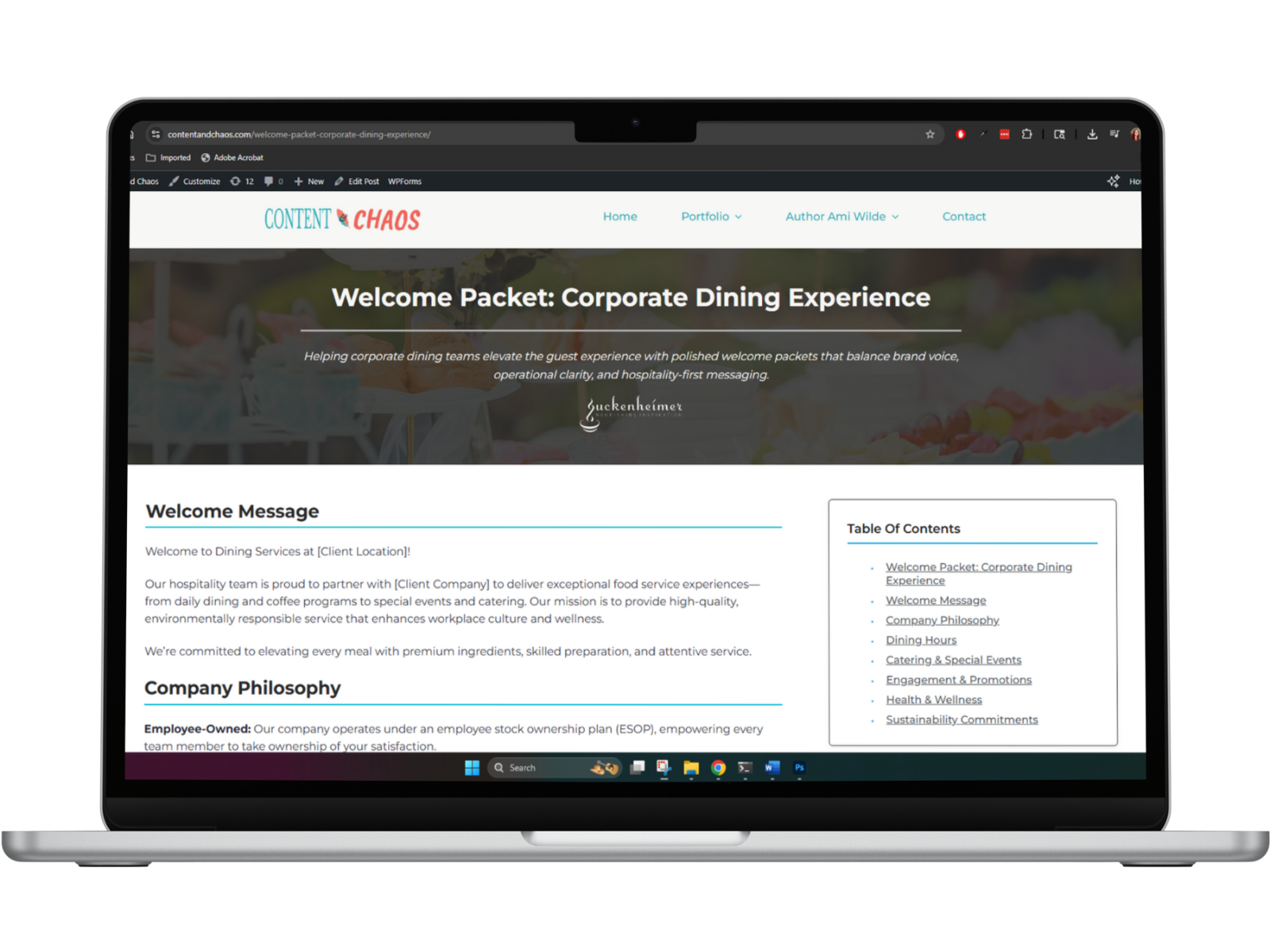 Welcome Packet Screenshot